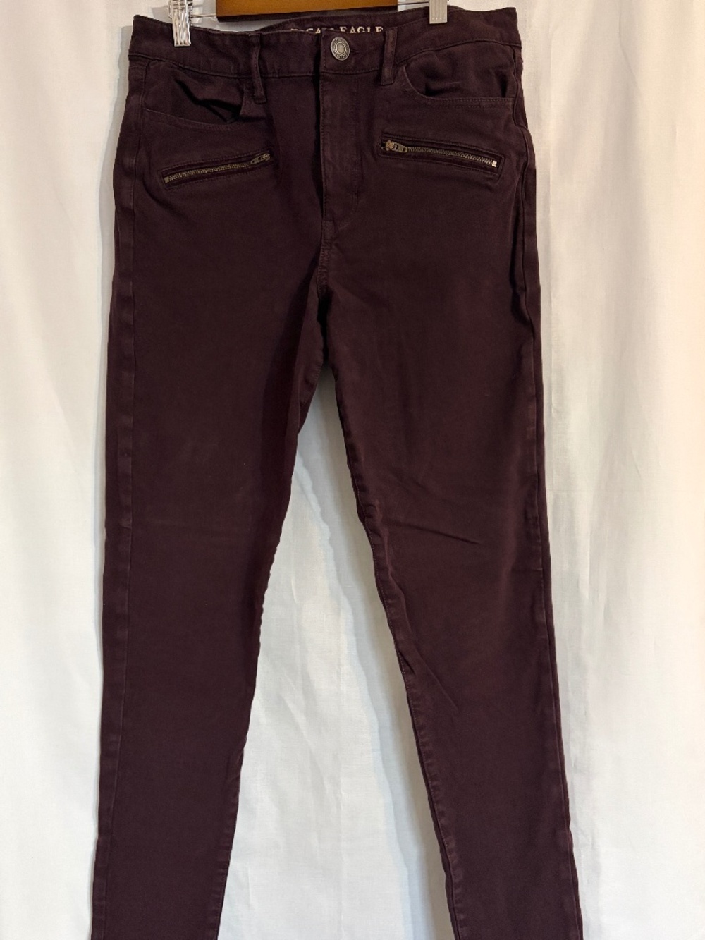 American Eagle Women's 12 Long Hi-Rise Jegging Maroon Super Super Stretch X4